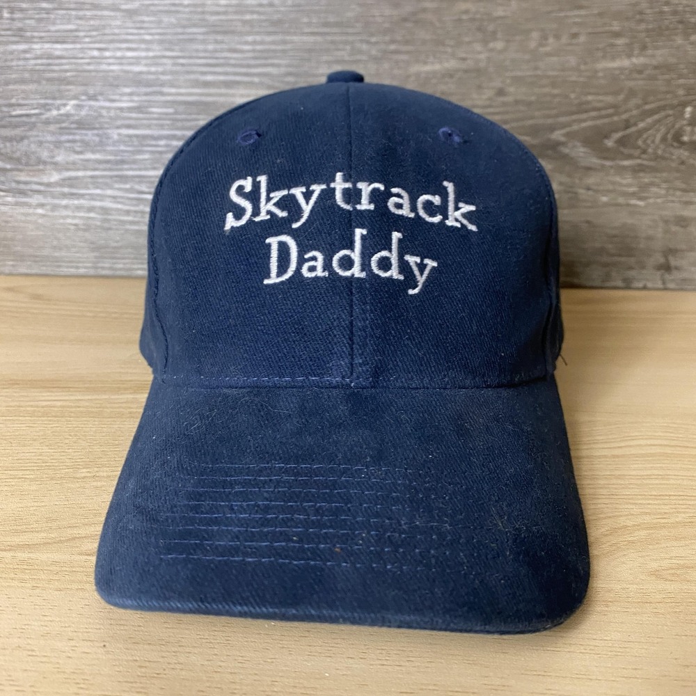 Skytrack Daddy Hat Cap Strap Back Navy Blue Embroidered Augusta Sportswear Mens
